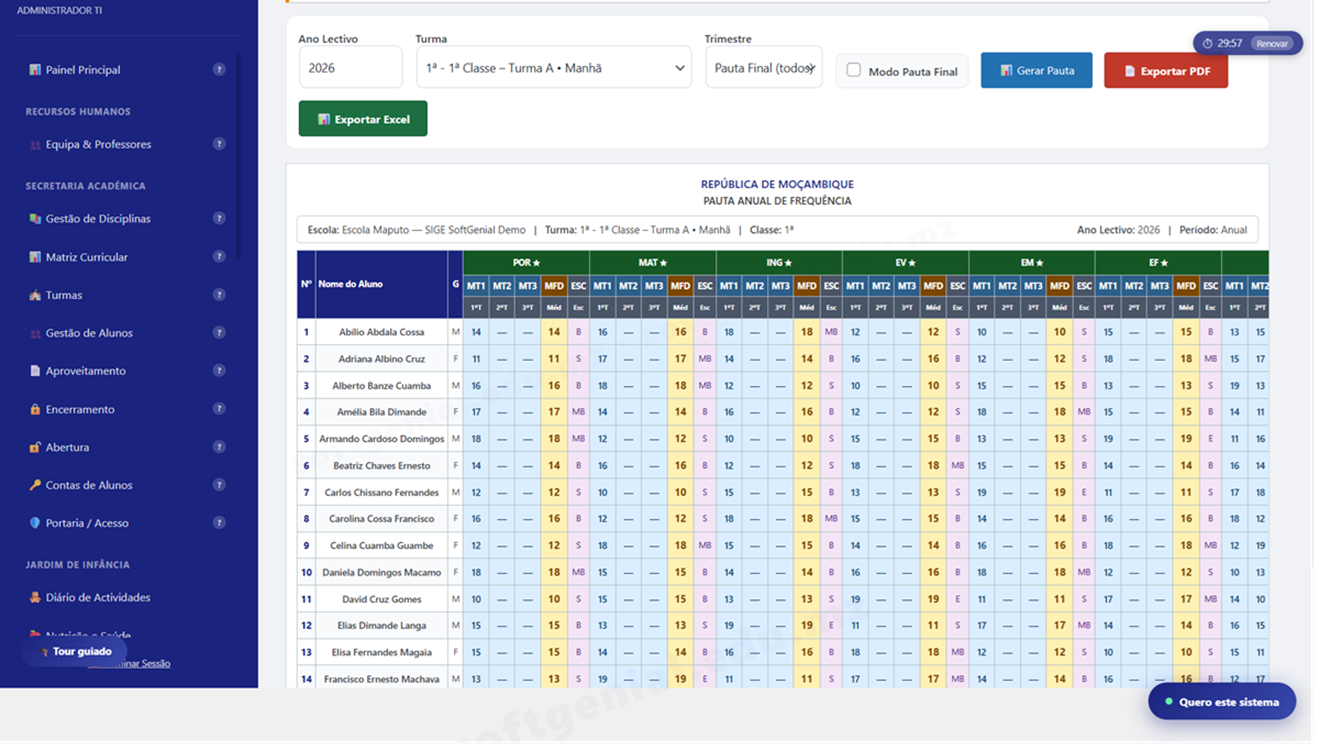 Gestão Académica — SIGE SoftGenial
