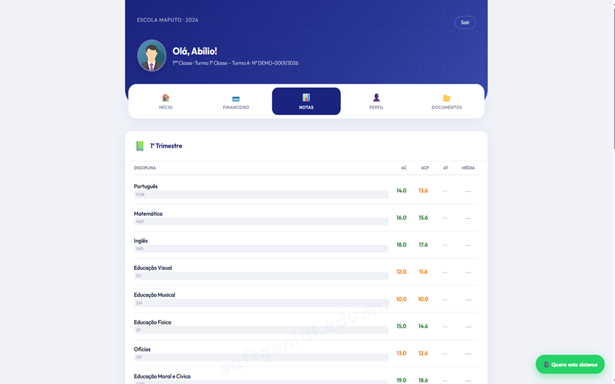 Portal do Aluno — SIGE SoftGenial